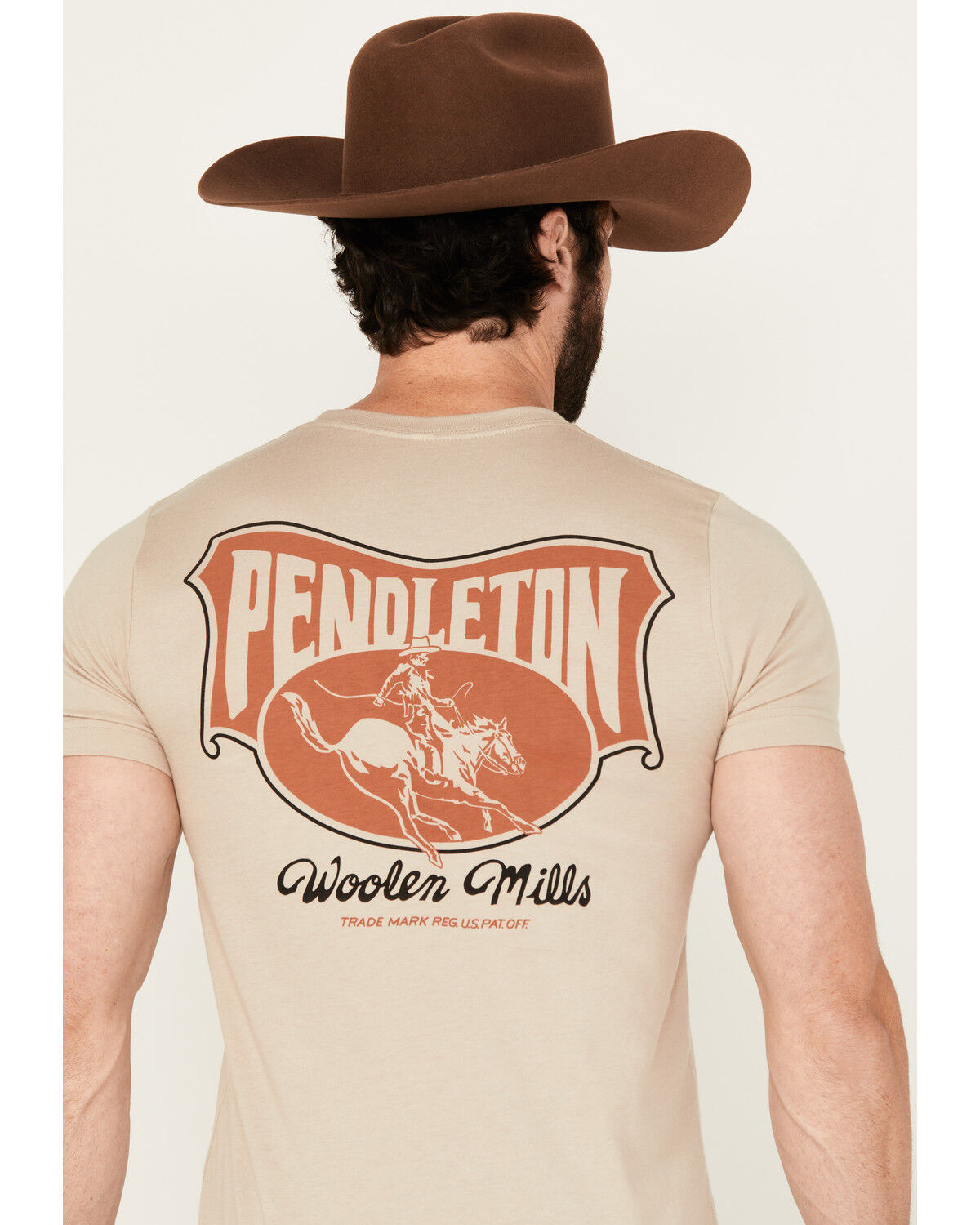 Image #1 - Pendleton Men's Boot Barn Exclusive Rodeo Rider Short Sleeve Graphic T-Shirt, Tan, hi-res