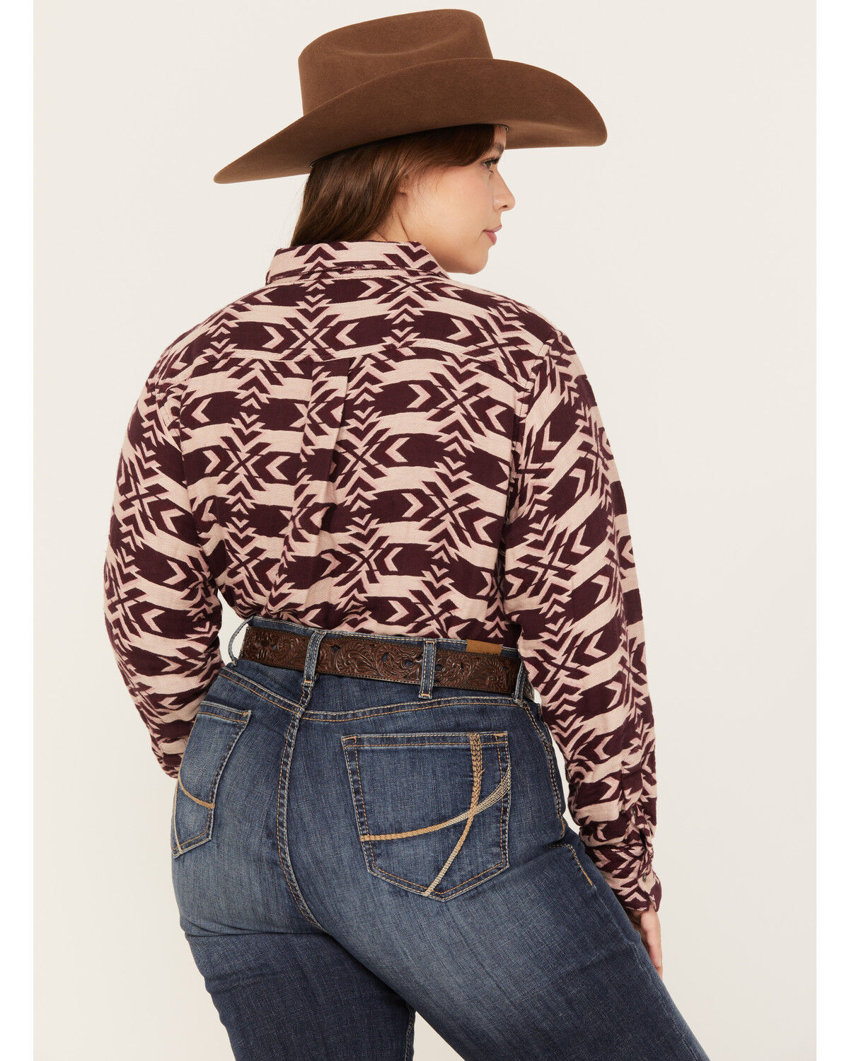Image #4 - Ariat Women's Billie Jean Southwestern Jacquard Print Long Sleeve Button-Down Shirt - Plus, Purple, hi-res