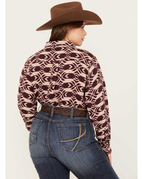 Image #4 - Ariat Women's R.E.A.L. Billie Jean Southwestern Jacquard Print Long Sleeve Button-Down Shirt - Plus, Purple, hi-res