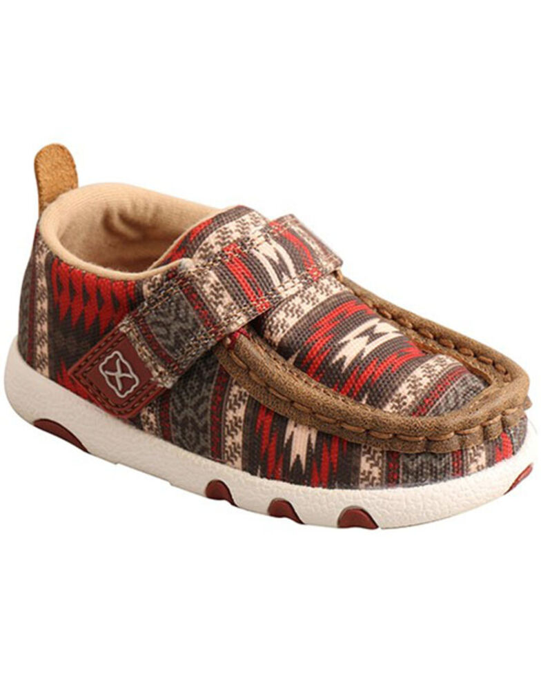 Twisted X Infant HOOey Southwestern Print Driving Moc , Red, hi-res