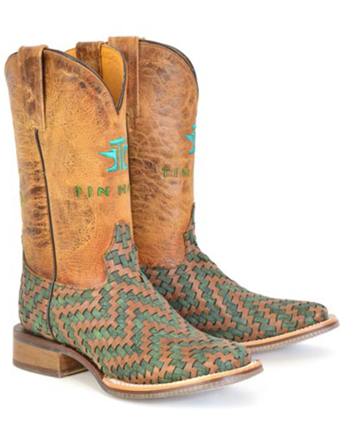 Image #1 - Tin Haul Women's Laced Western Boots - Broad Square Toe, Multi, hi-res
