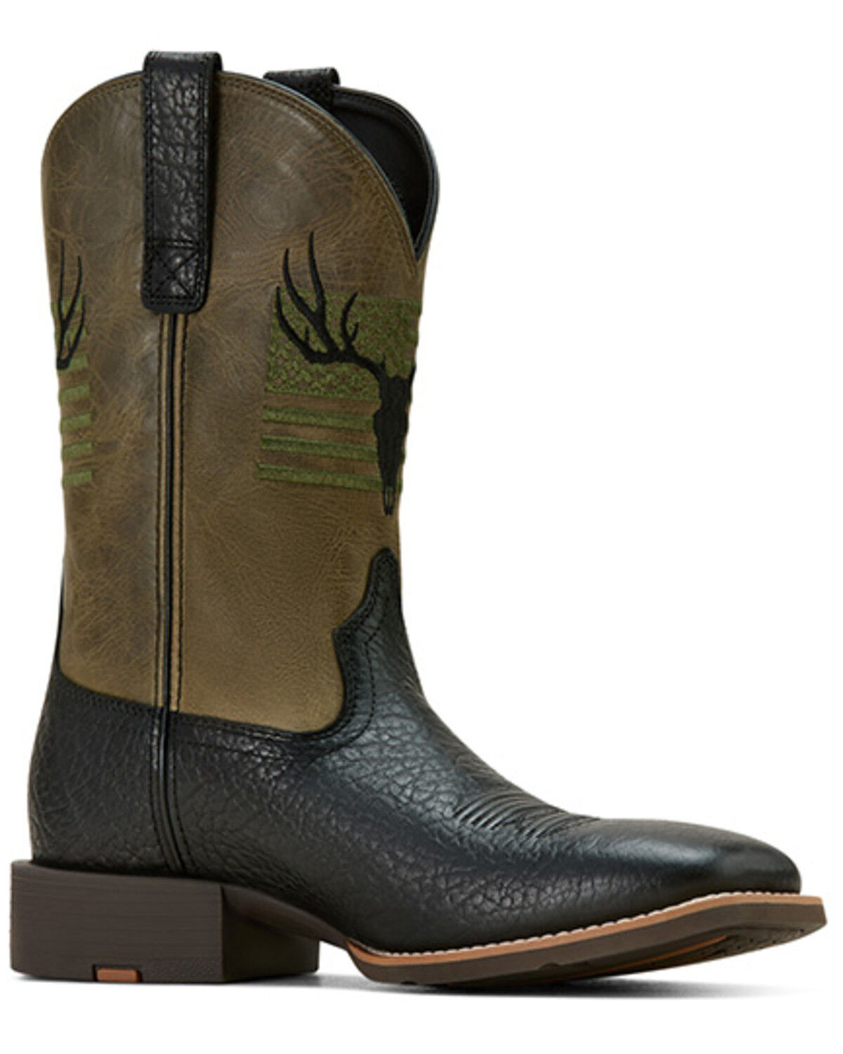Image #1 - Ariat Men's Sport Antlers Western Boots - Broad Square Toe, Black, hi-res