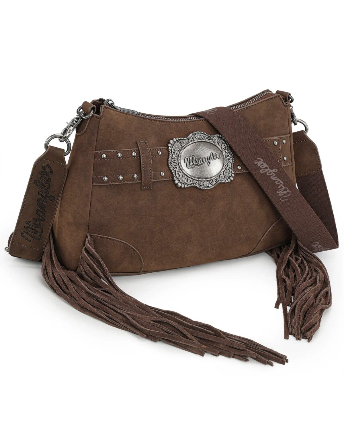 Image #1 - Wrangler Women's Fringe Buckle Hobo Bag, Coffee, hi-res