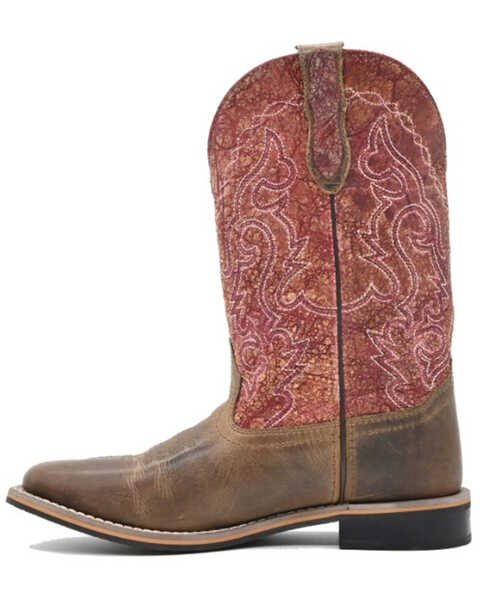 Image #3 - Smoky Mountain Women's Odessa Western Boots - Broad Square Toe , Red, hi-res
