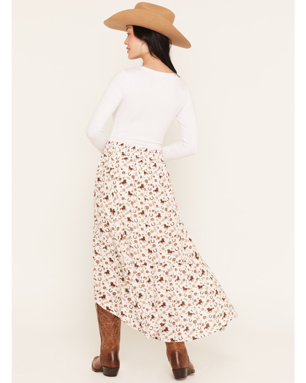 Image #3 - Wild Moss Women's Western Conversational Print High-Low Midi Skirt, Ivory, hi-res
