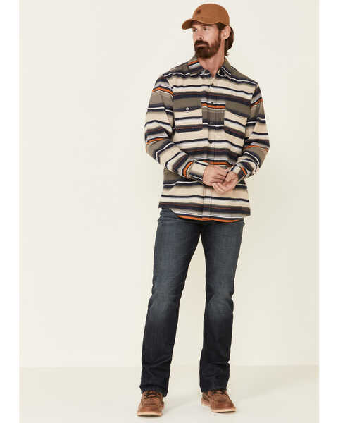 Image #2 - North River Men's Oatmeal Lake Striped Long Sleeve Western Flannel Shirt , Oatmeal, hi-res