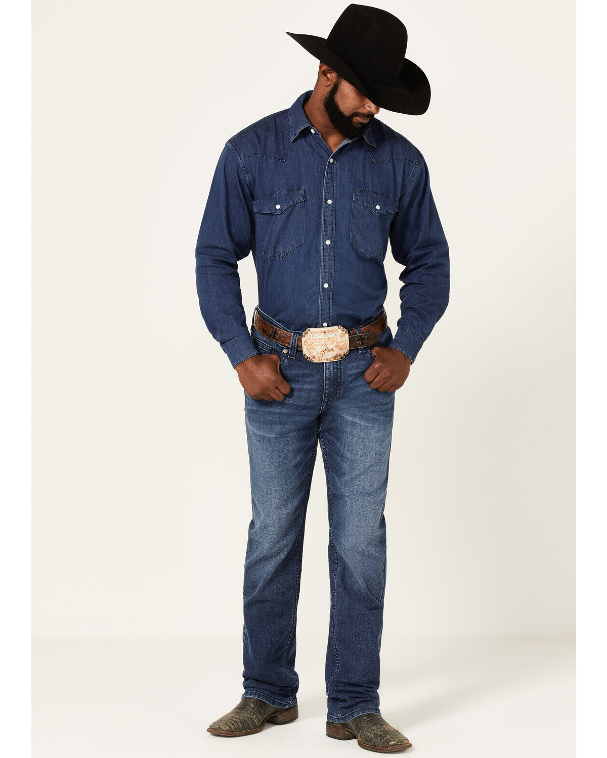Image #1 - Cody James Men's Howdy Medium Dark Wash Stretch Slim Straight Jeans, Dark Medium Wash, hi-res