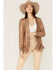 Image #1 - Sidran Women's Pearlized Grommet Trim Fringe Blazer, Rust Copper, hi-res
