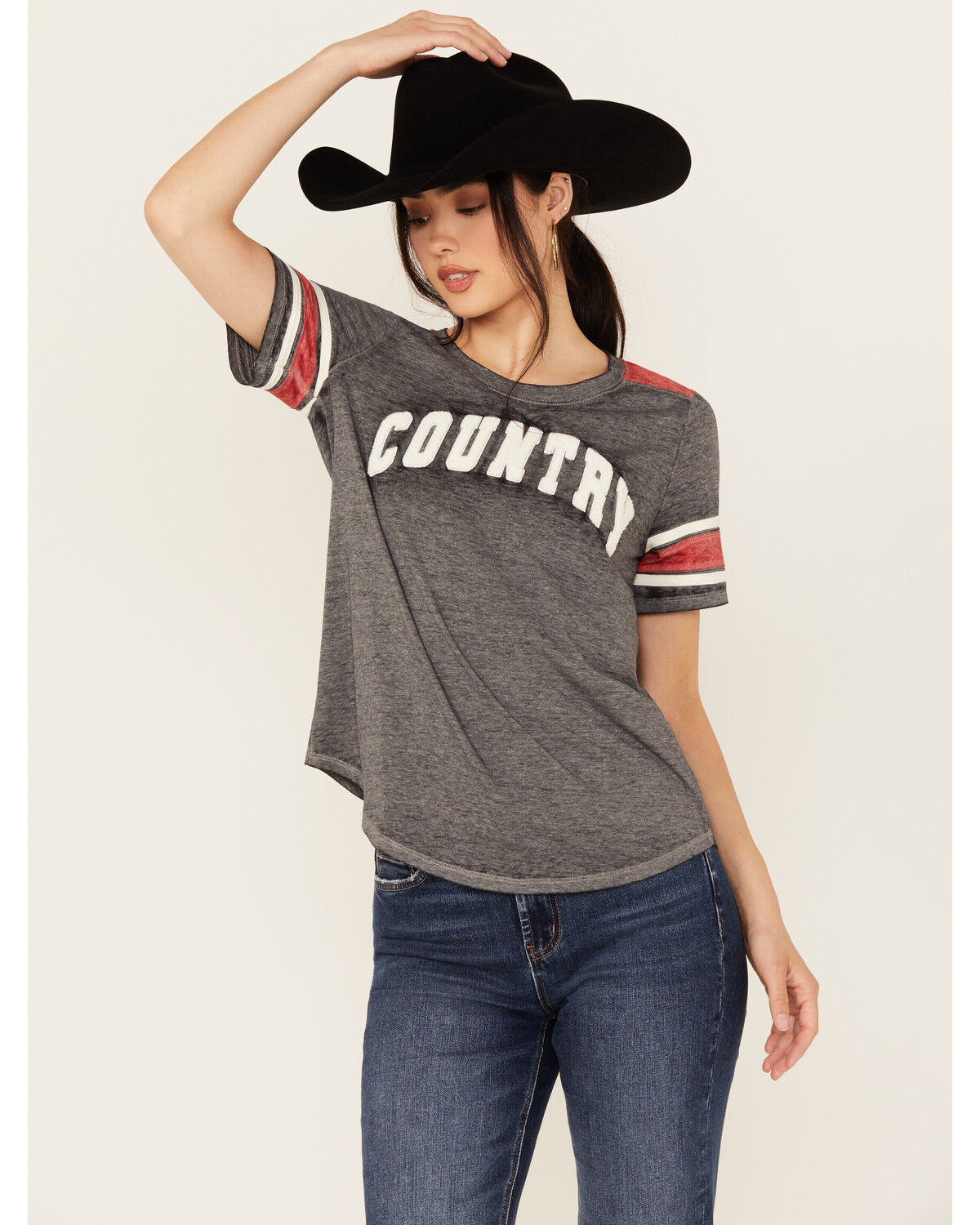 Image #1 - Blended Women's Football Short Sleeve Graphic Tee, Charcoal, hi-res