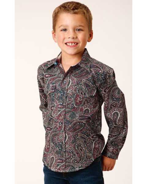 Image #1 - Stetson Boys' Ruby Falls Printed Long Sleeve Snap Western Shirt, Multi, hi-res
