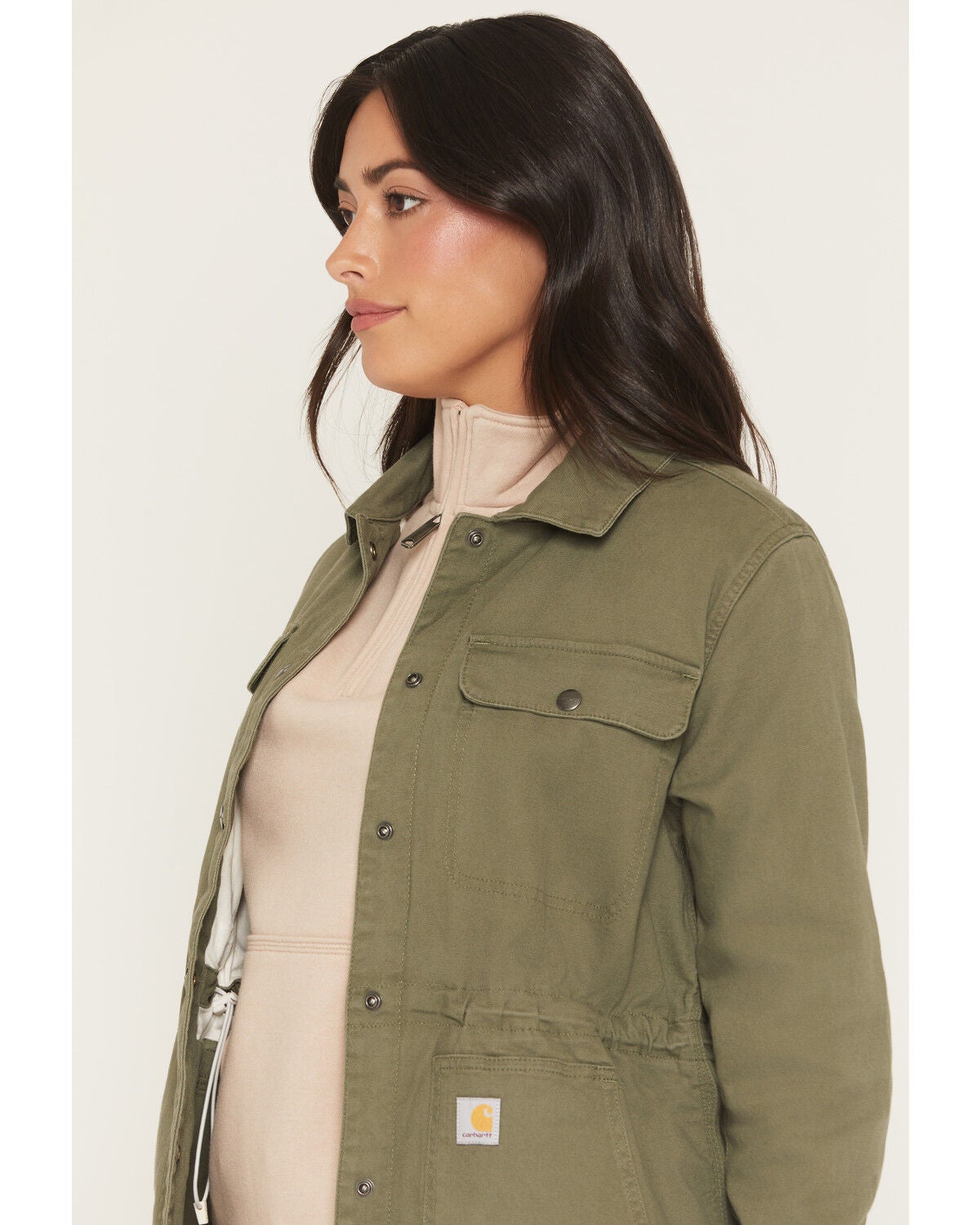 Image #2 - Carhartt Women's TENCEL&trade; Fiber Series Relaxed Fit Canvas Coat, Olive, hi-res