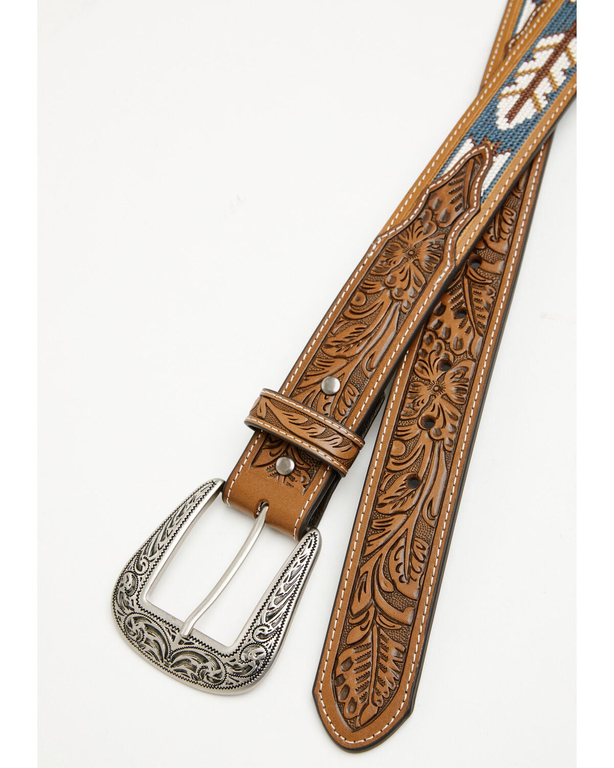 Image #2 - Cody James Men's Zane Southwestern Embroidered Inlay Belt, Brown, hi-res