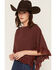 Image #2 - Wild Moss Women's Ruffle Trim Poncho, Burgundy, hi-res