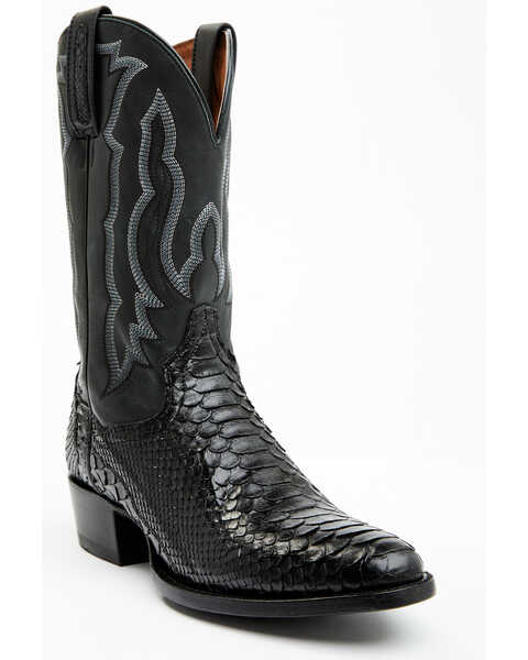 Dan Post Men's 12" Exotic Python Western Boots - Medium Toe , Black, hi-res