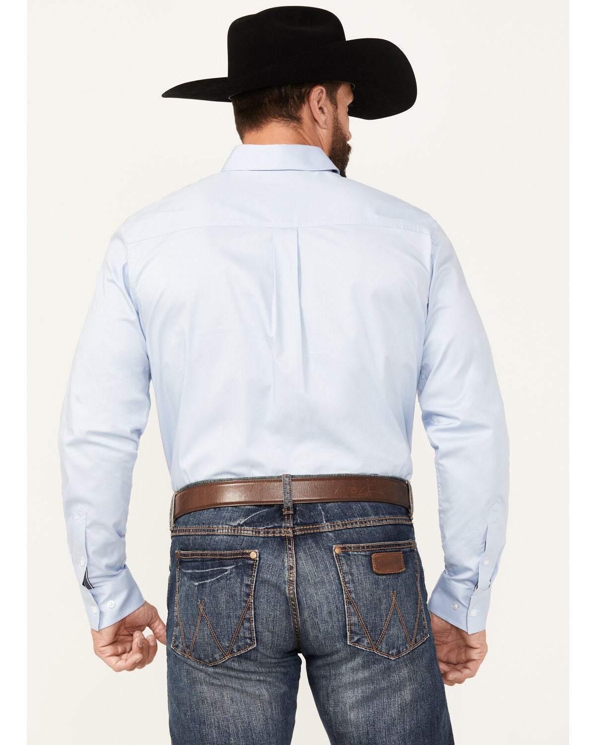Image #4 - Cody James Men's Performance Twill Solid Long Sleeve Button-Down Western Shirt - Big, Light Blue, hi-res