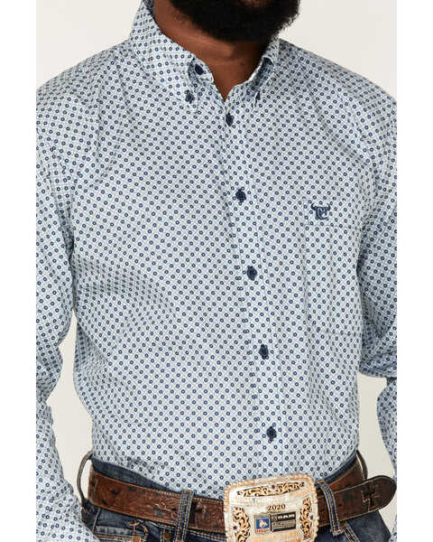 Image #3 - Cowboy Hardware Men's Diamond Star Print Long Sleeve Button-Down Western Shirt, Blue, hi-res
