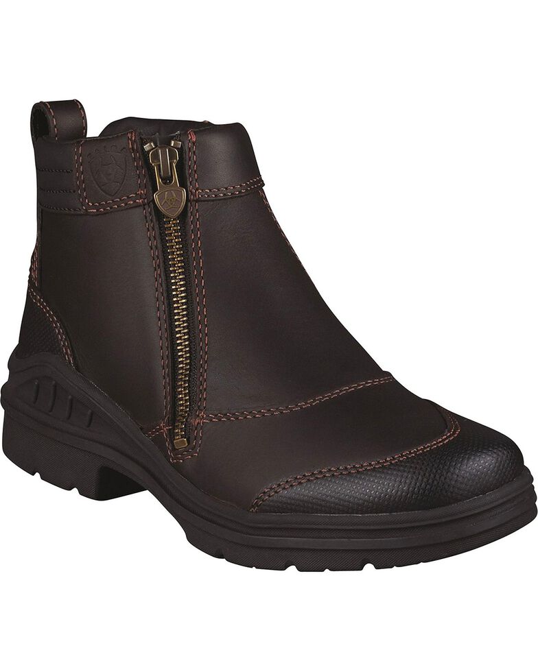 Ariat Waterproof Barnyard Zip Riding Boots - Round Toe, Dark Brown, hi-res