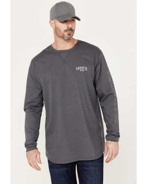 Image #1 - Hawx Men's FR Factory Graphic Long Sleeve Work Shirt, Charcoal, hi-res
