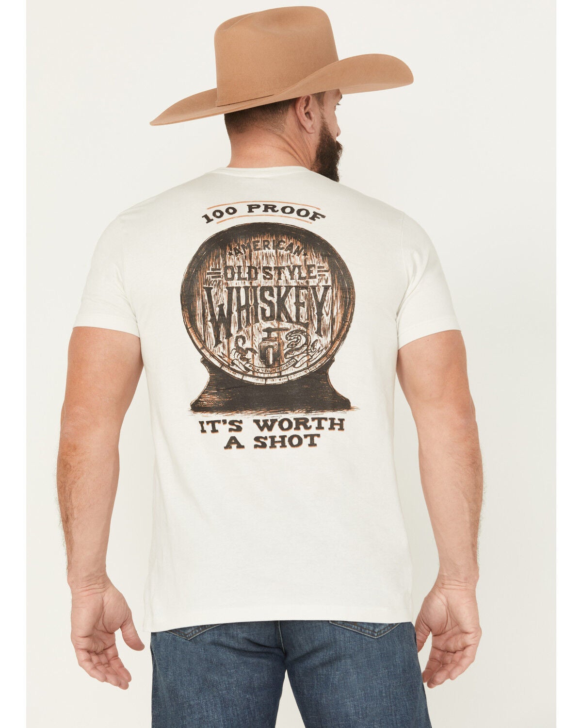 Cody James Men's Whiskey Barrel Short Sleeve Graphic T-Shirt, Tan, hi-res