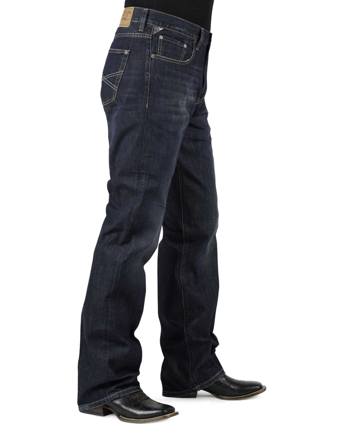 Image #2 - Stetson Men's 1312 Relaxed Fit Straight Leg Jeans, Denim, hi-res