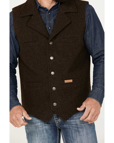 Image #3 - Powder River Outfitters Men's Wool Button-Down Vest, Dark Brown, hi-res