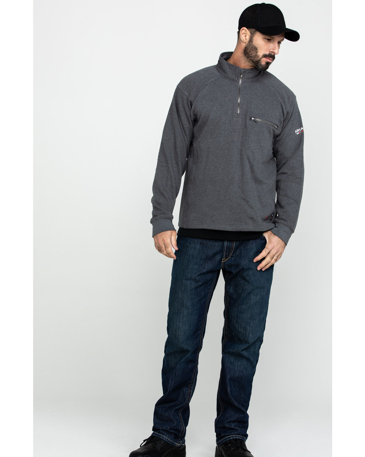 Image #6 - Ariat Men's FR Rev 1/4 Zip Work Shirt, Charcoal, hi-res