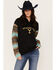Image #1 - Paramount Network's Yellowstone Women's Serape Striped Print Logo Hoodie, Teal, hi-res
