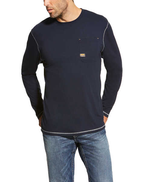 Ariat Men's Rebar Workman Long Sleeve Work T-Shirt - Big, Navy, hi-res