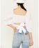 Image #4 - Beyond The Radar Women's Cut Out Sleeve Tie Back Top, White, hi-res