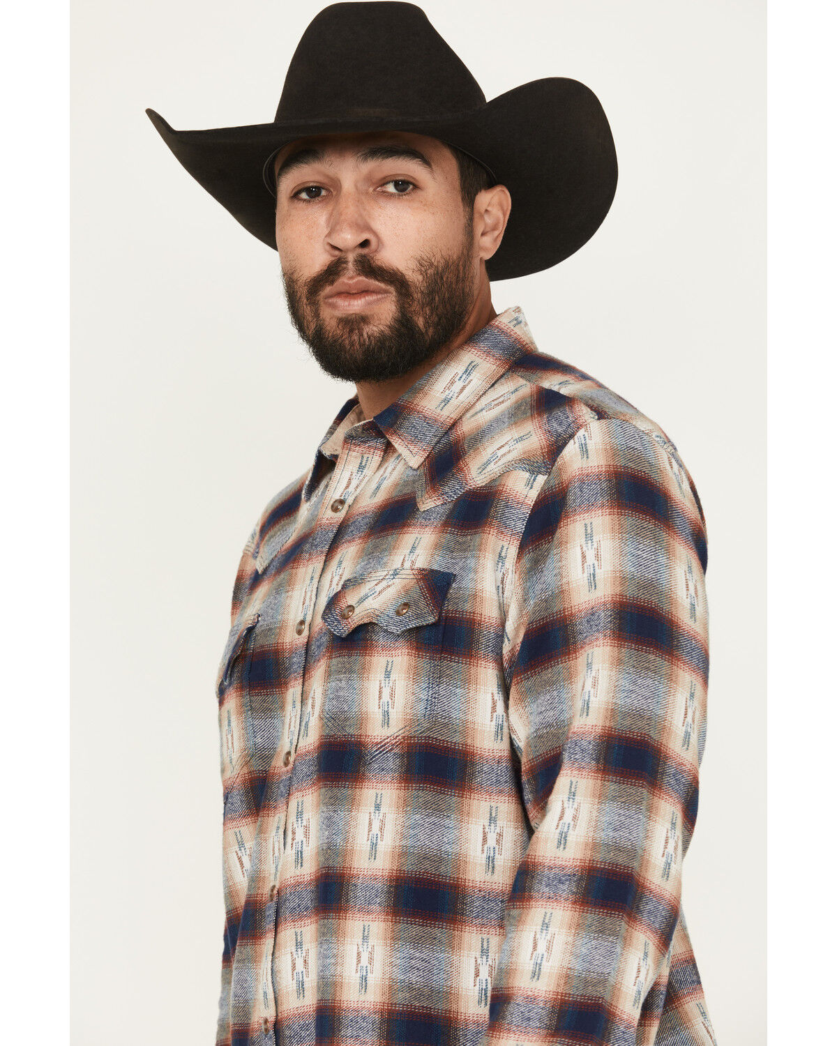 Image #2 - Moonshine Spirit Men's Sunburst Plaid Print Long Sleeve Button-Down Flannel Shirt, Tan, hi-res