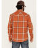Image #4 - Brothers and Sons Men's Hatch Plaid Print Long Sleeve Button-Down Stretch Western Shirt, Dark Orange, hi-res