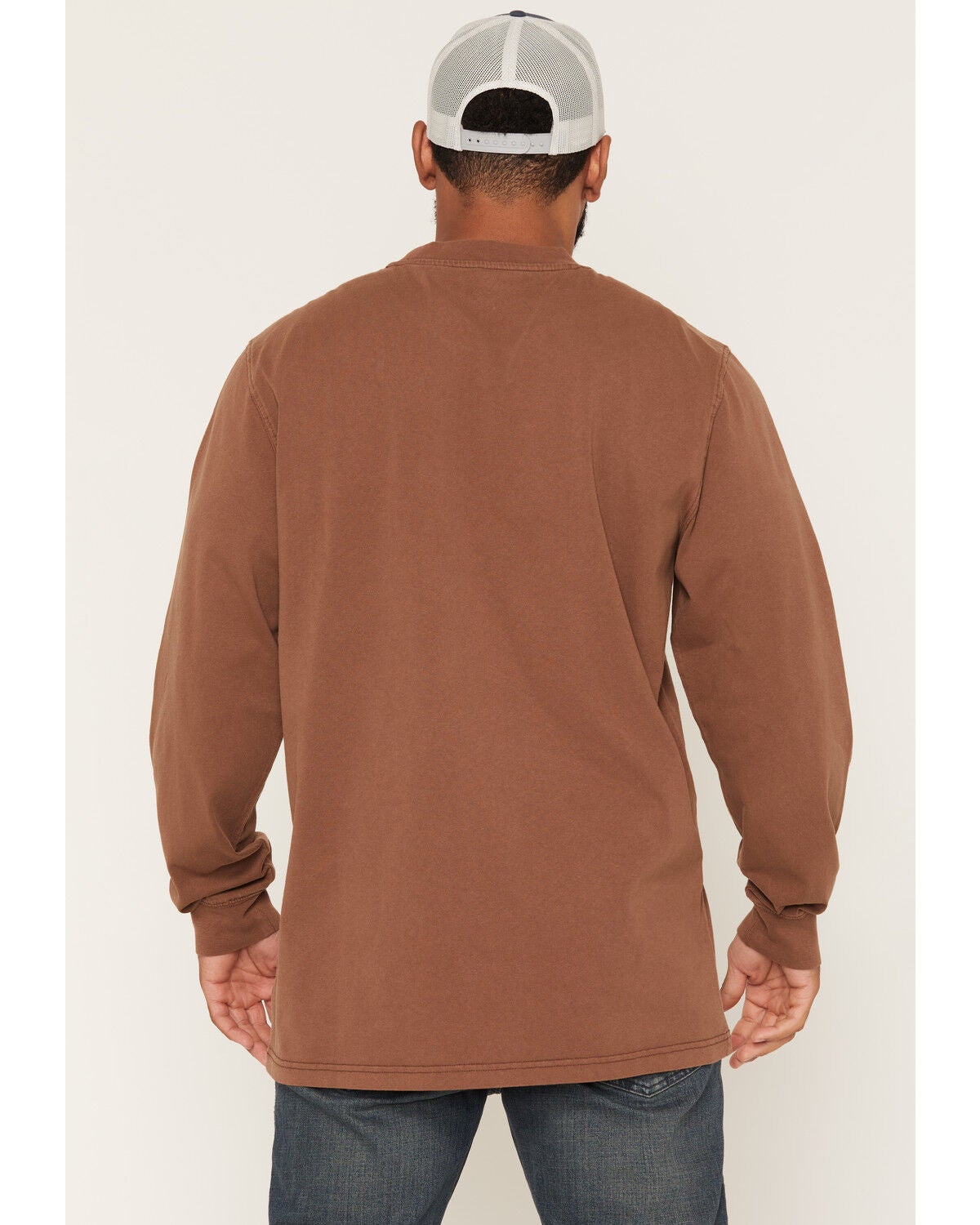 Image #4 - Hawx Men's Forge Solid Long Sleeve Pocket Work T-Shirt, Dark Brown, hi-res