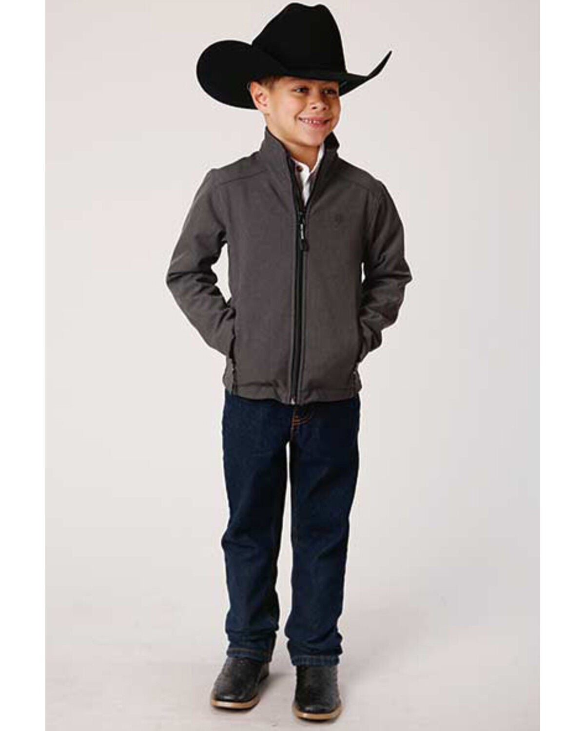 Roper Boys' Grey Hi Tech Fleece Softshell Jacket