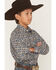 Image #2 - Panhandle Slim Boys' Geo Print Long Sleeve Snap Stretch Western Shirt, Navy, hi-res