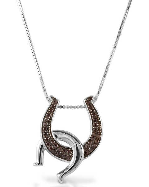 Image #1 - Kelly Herd Women's Cognac Double Horseshoe Necklace, Silver, hi-res