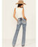 Image #1 - Miss Me Women's Medium Wash Mid Rise Horseshoe Bootcut Stretch Denim Jeans, Medium Wash, hi-res