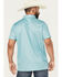 Image #4 - Rock & Roll Denim Men's Geo Print Short Sleeve Button-Down Stretch Polo Shirt, Teal, hi-res