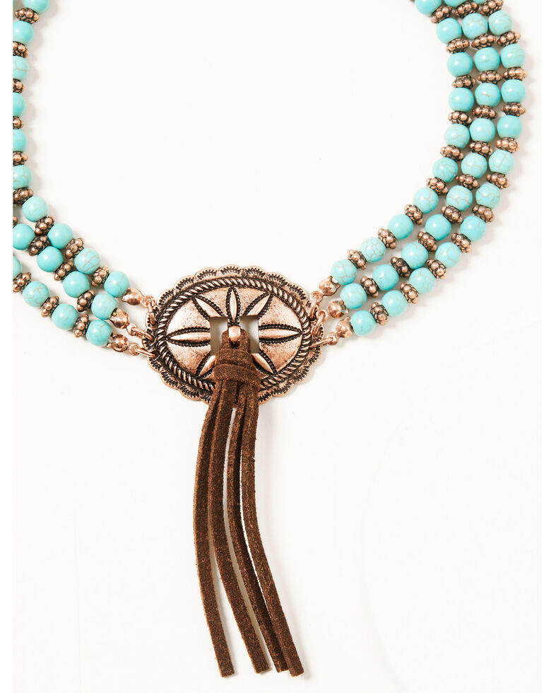 Shyanne Women's Copper Concho Tassel & Turquoise Beaded Jewelry Set, Rust Copper, hi-res