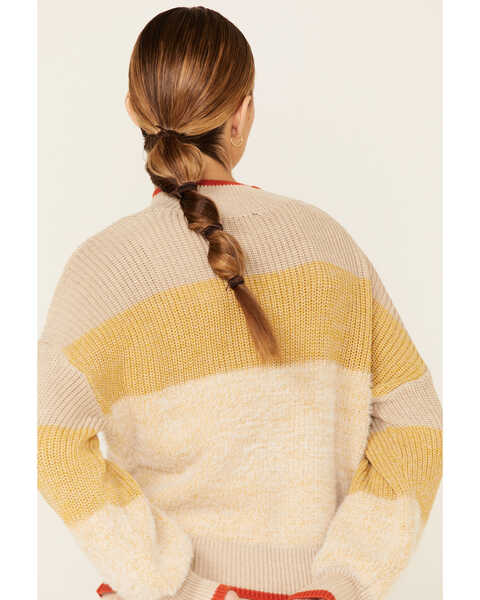 Image #5 - Very J Women's Yellow Striped Mock Neck Sweater , , hi-res