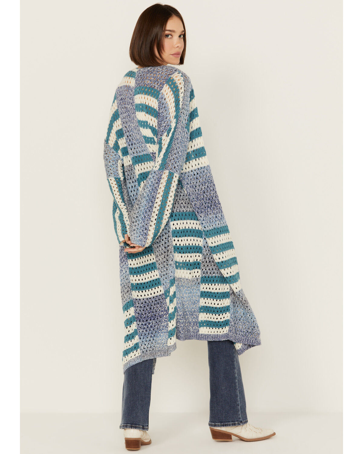 Image #4 - Revel Women's Striped Duster Cardigan, Blue, hi-res