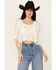 Image #1 - Free People Women's Stacey Lace Cropped Shirt, Ivory, hi-res