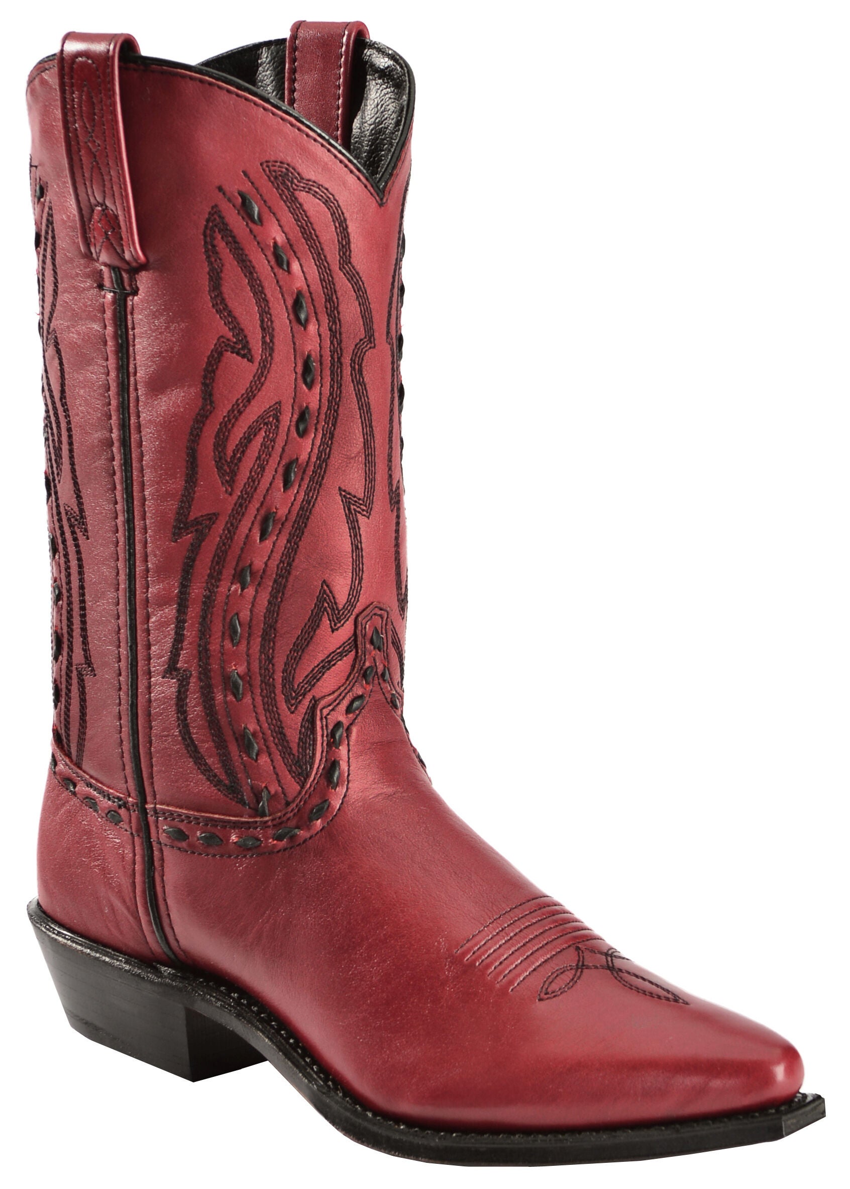 Abilene Women's Whipstitched Western Boots - Snip Toe, Red, hi-res