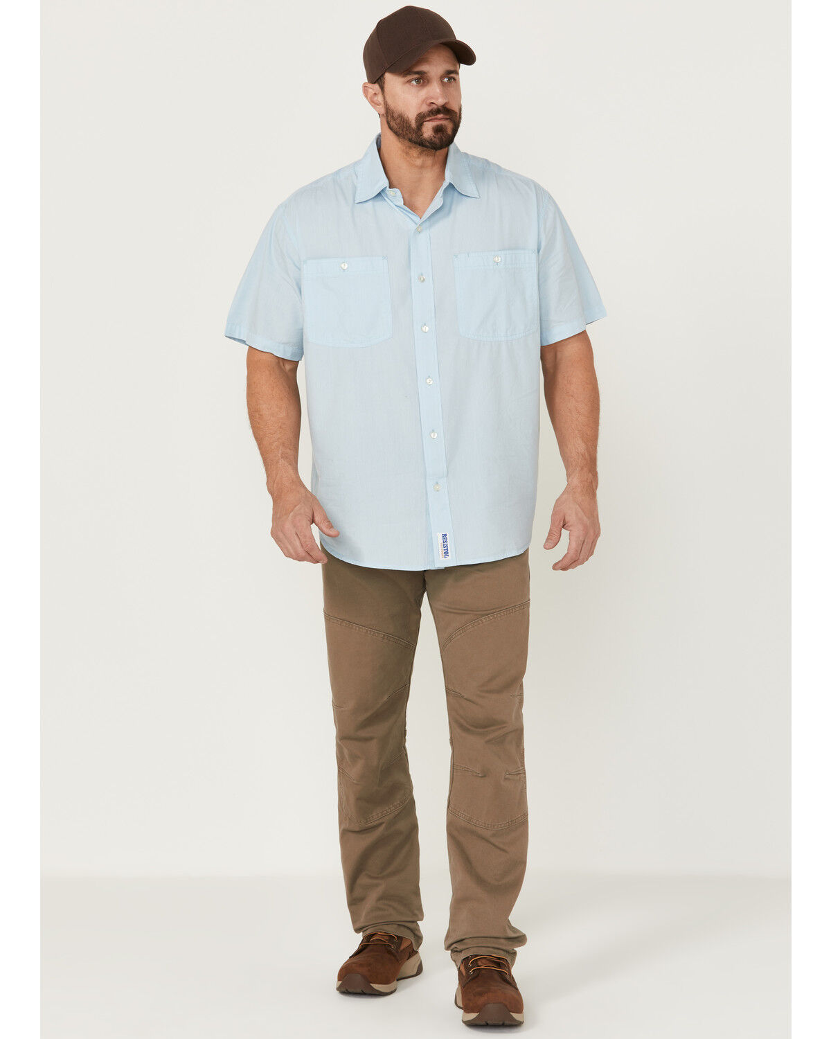 Image #2 - Resistol Men's Solid Short Sleeve Button-Down Western Shirt, Blue, hi-res