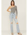 Image #1 - Daze Women's Go Getter Distressed Flare Jeans, Light Blue, hi-res
