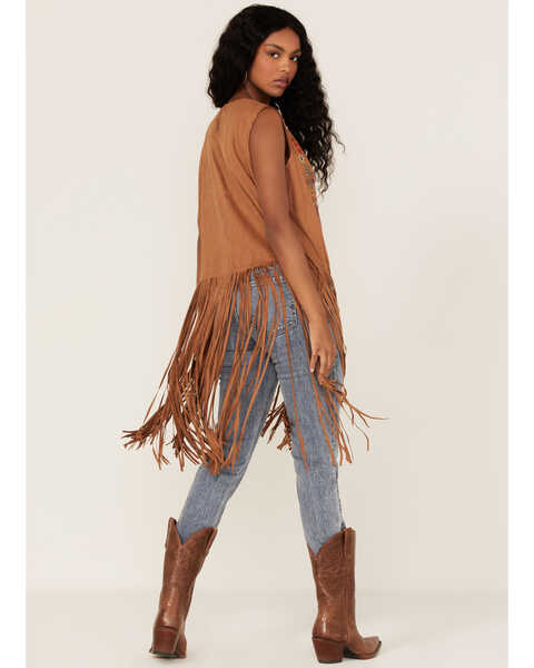 Image #4 - Fornia Women's Faux Suede Embroidered Fringe Vest, , hi-res