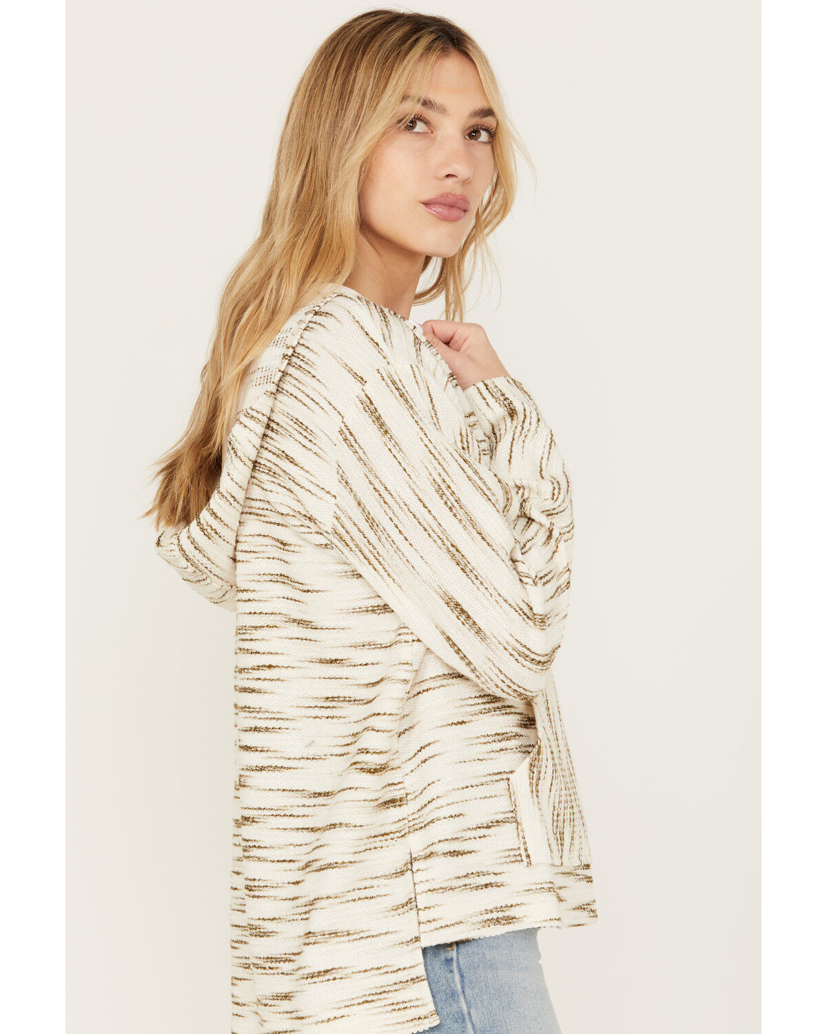 Image #2 - Cleo + Wolf Women's Space-Dye Baja Hoodie, Cream, hi-res
