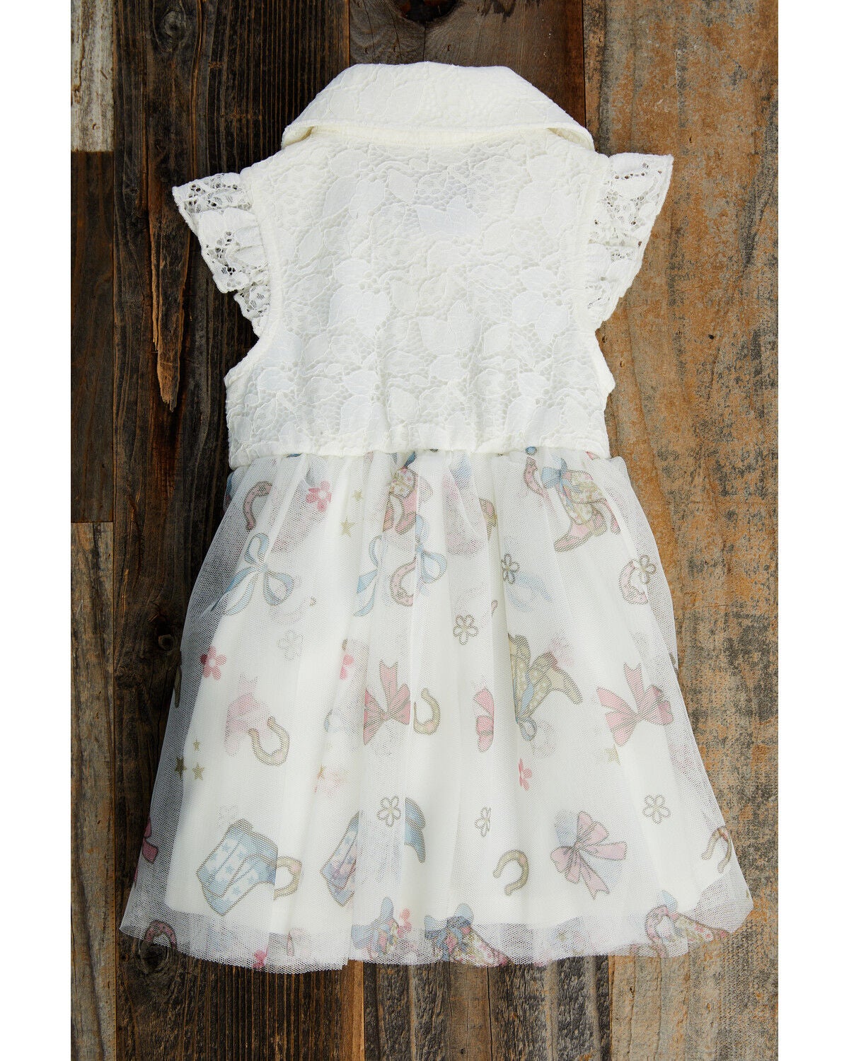 Image #3 - Sugar California Toddler Girls' Boots and Bows Printed Lace Dress, Cream, hi-res