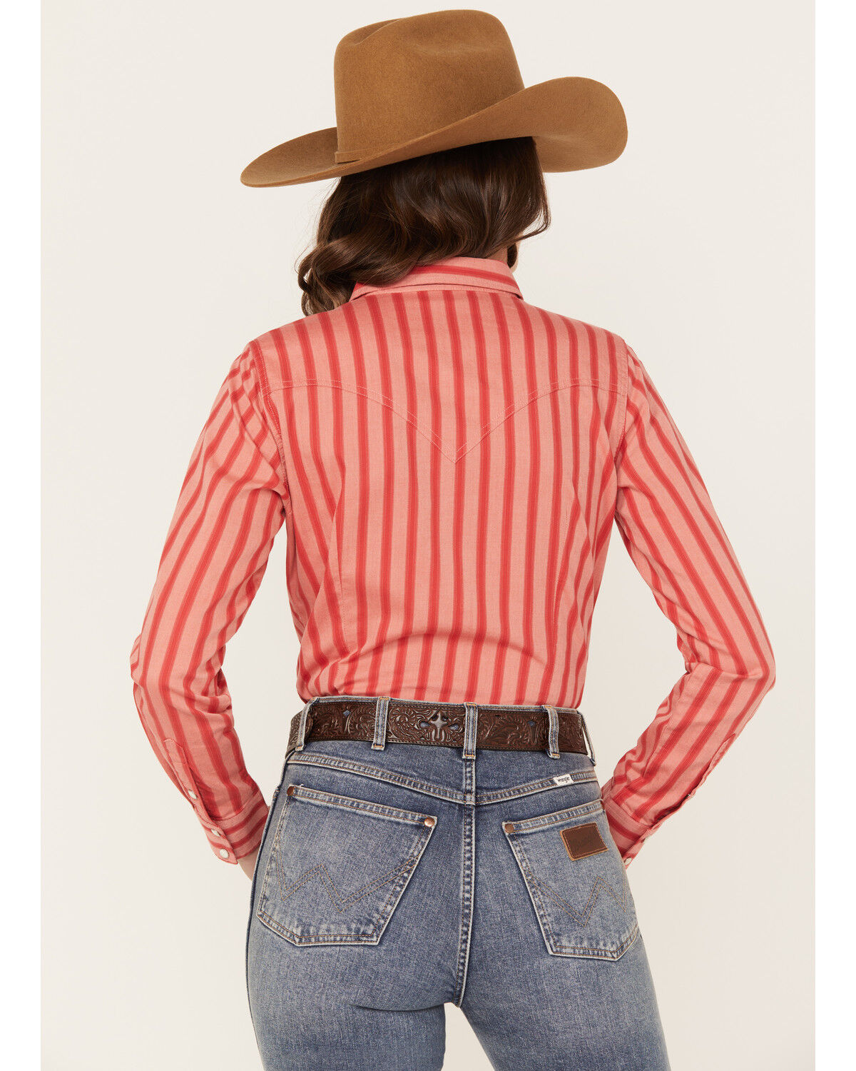 Image #4 - Wrangler Women's Striped Long Sleeve Western Pearl Snap Shirt, , hi-res