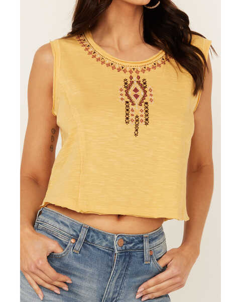 Image #3 - Shyanne Women's Embroidered Slub Jersey Top, Yellow, hi-res