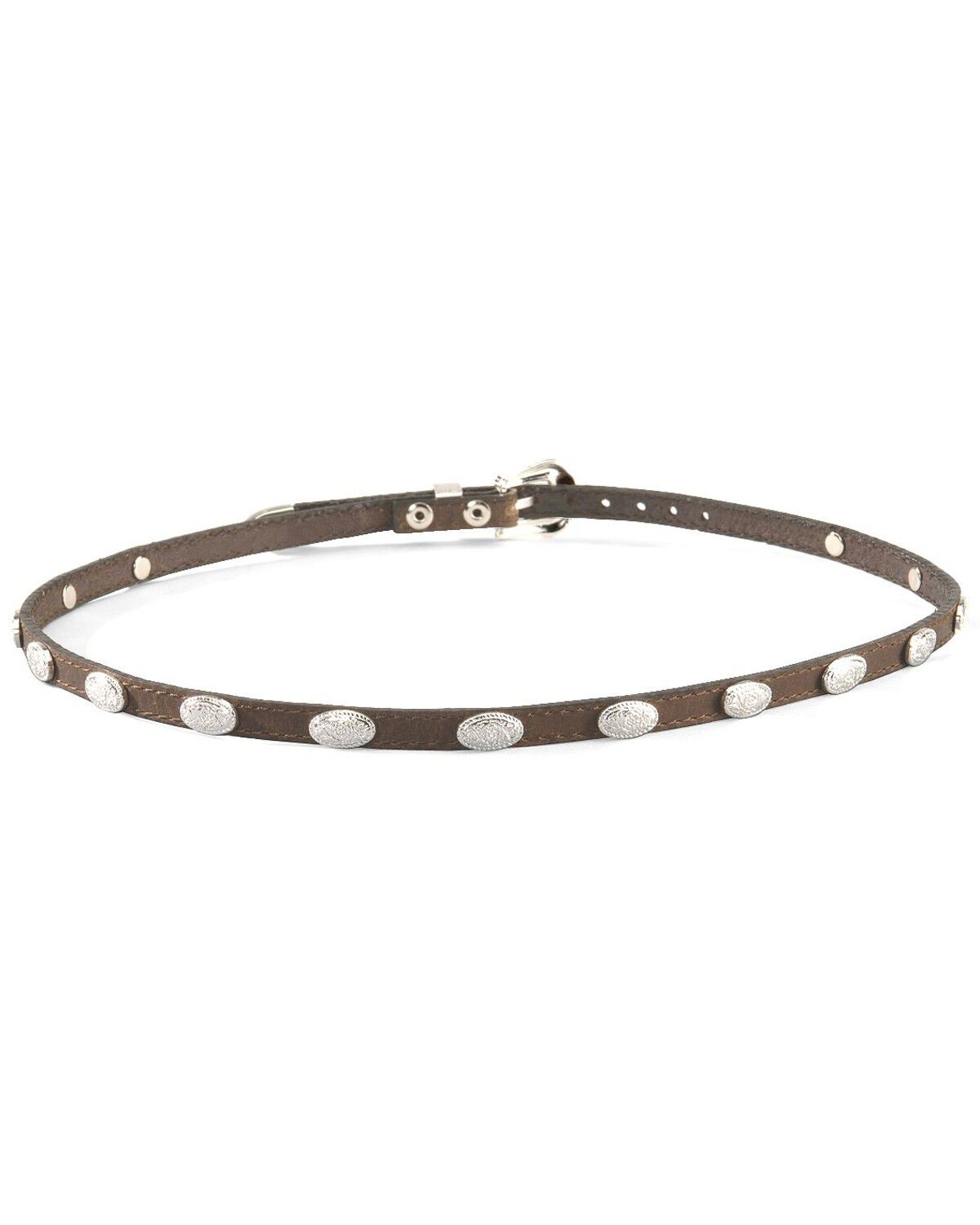 Image #2 - Concho Embellished Leather Hat Band, Brown, hi-res